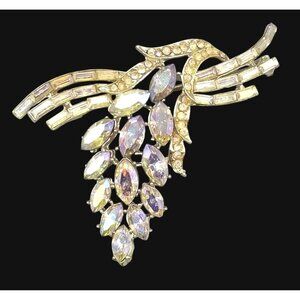 Aurora Borealis Rhinestone Brooch Various Shaped Stones Gold Tone Vintage